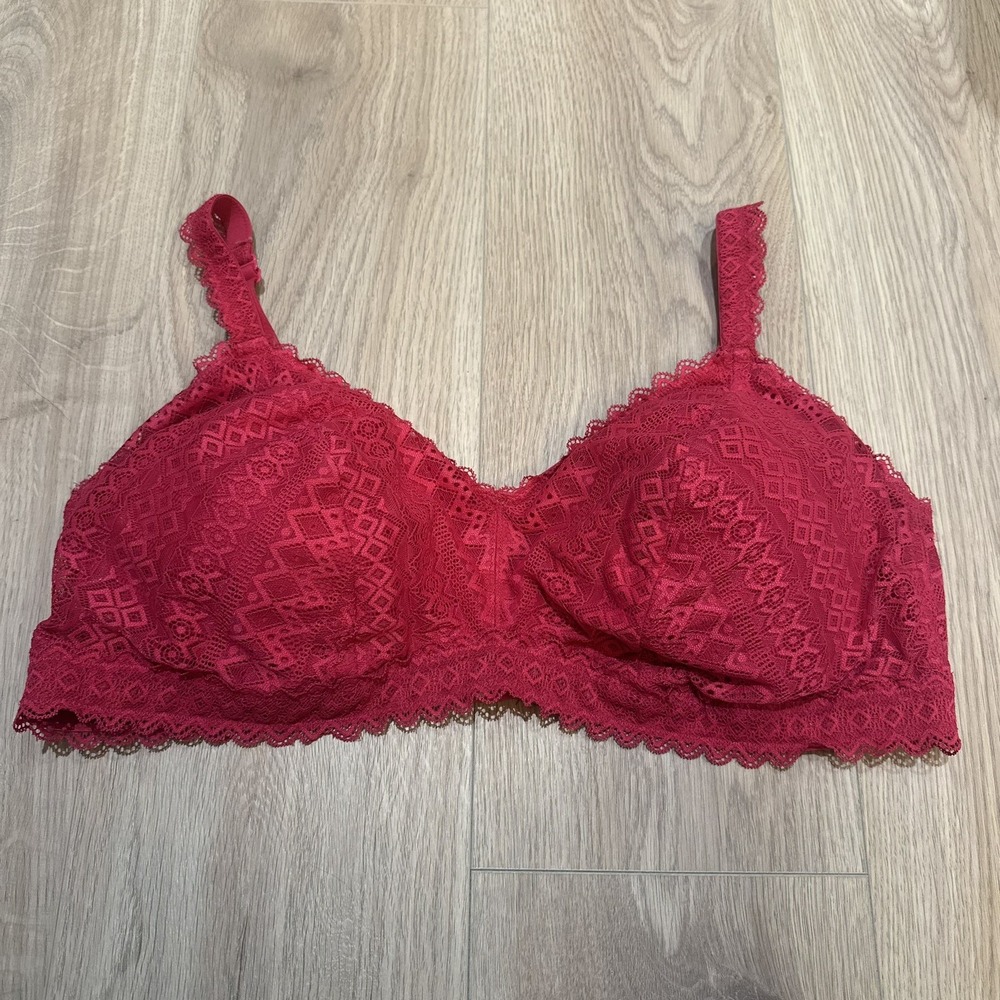 Auden Women's Luxe Stretch  Bralette Bra Red  Sexy Lace. Size 4x‎ Plus Size. EUC